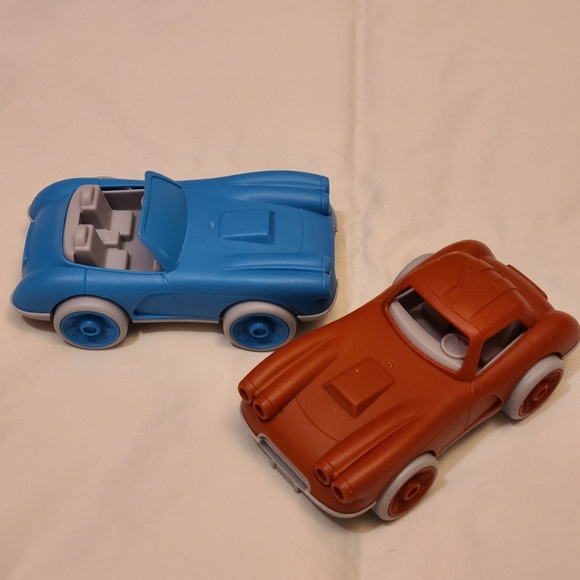 Greenbrier International Other - Set of 2 ~ Toy Plastic Push Cars ~ Greenbrier Intl. Turbo Series ~ Blue & Red